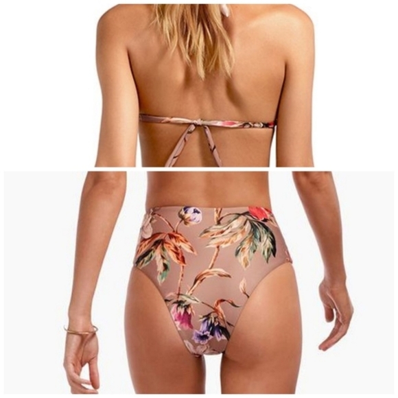 Vitamin A Talia Halter Bikini Top Lupe High Waisted Rise Bottom Ginger - Picture 4 of 11